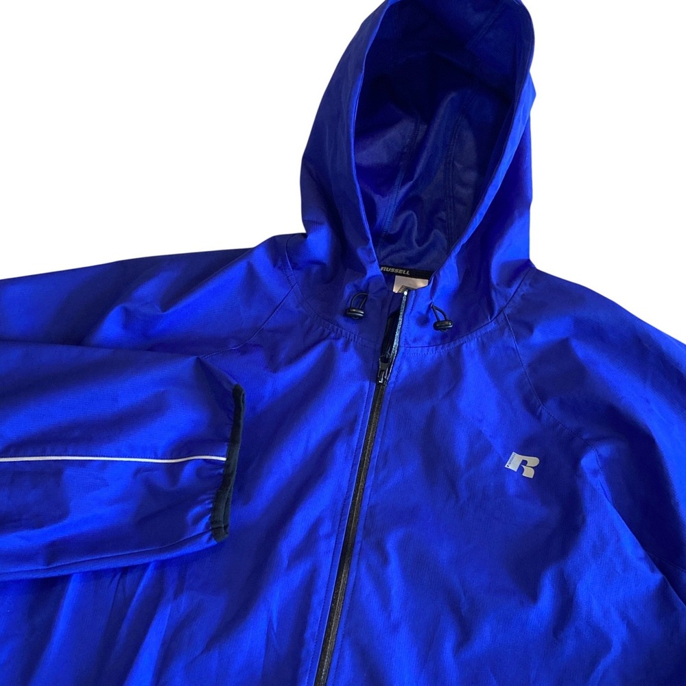 Russell Athletic Mens 3XL Blue Full Zip Hooded Windbreaker Jacket FFRS44507YB